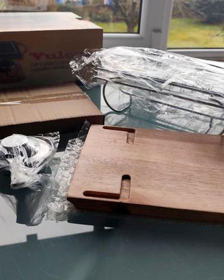 Grill pietra con supporto in legno - nuovo