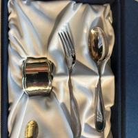 Posate e ferma tovagliolo in argento 800