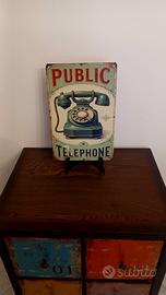 Insegna telefono pubblico Inglese in metallo 