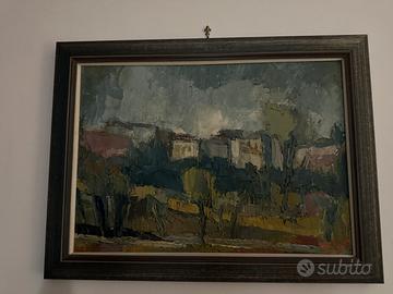 Quadro dipinto di paesaggio con cornice