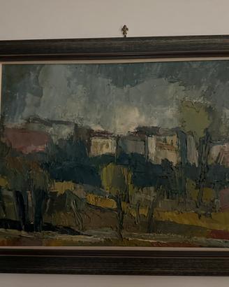 Quadro dipinto di paesaggio con cornice