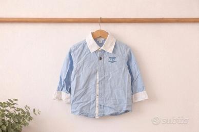 Camicia GUESS bimbo azzurra con colletto bianco