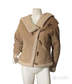 ZARA BASIC GIUBBOTTO DONNA ECO-MONTONE  BEIGE L/XL