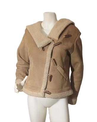 ZARA BASIC GIUBBOTTO DONNA ECO-MONTONE  BEIGE L/XL