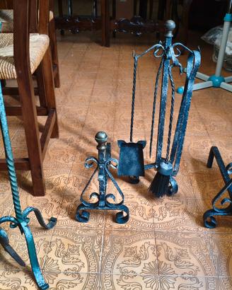 Set Accessori per Camino in Ferro Battuto