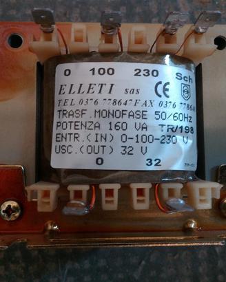 Trasformatore monofase in 100/230v out 32v 160va