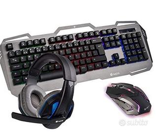 Kit gaming tastiera multimediale mouse cuffie