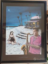Quadro poster di Doustal "Sax sur la plage"