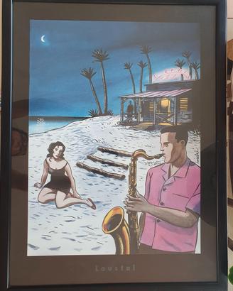 Quadro poster di Doustal "Sax sur la plage"