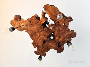 Lampadario in radice di ulivo