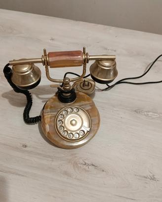 Telefono d'epoca vintage in Onice e Ottone 