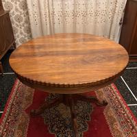 Tavolo noce allungabile rotondo + 4 sedie pelle