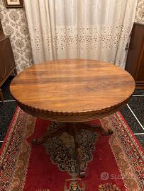 Tavolo noce allungabile rotondo + 4 sedie pelle