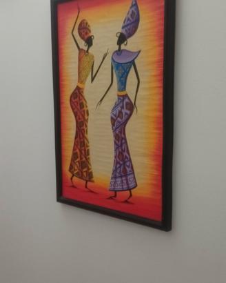 Quadro africano donne etniche con cesta 60x40  