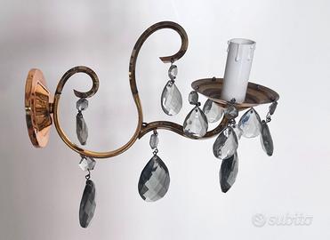 Coppia applique antiche in ottone con pendenti