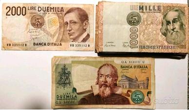 Lotto di 44 banconote da lire 1.000 e 2.000