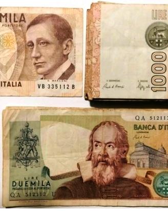 Lotto di 44 banconote da lire 1.000 e 2.000