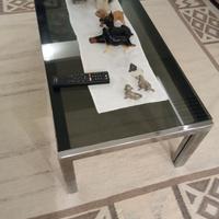 Tavolino soggiorno da tè vetro e acciaio