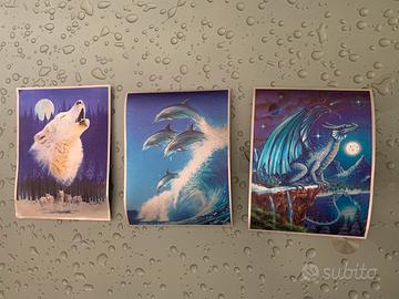 3 Stampe indiani d'america Lupi Drago Delfini