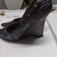 décolleté donna in pelle con zeppa