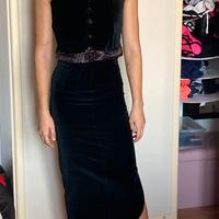 Completo velluto nero glitterato con giacchino