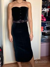 Completo velluto nero glitterato con giacchino