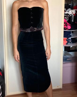 Completo velluto nero glitterato con giacchino