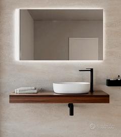 Mensolone bagno sospeso in legno rovere deciso