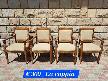 Poltrone Barocche Francesi damascate e Impero