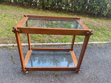 Carrello anni ‘70 legno e vetro