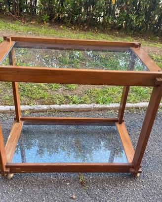 Carrello anni ‘70 legno e vetro