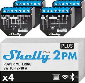 Shelly Plus 2PM, Confezione de 4, Interruttore a R