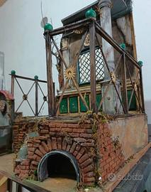 presepe fatto a mano con luci