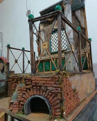 presepe fatto a mano con luci