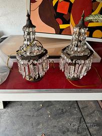 Coppia di lampade vintage con cristalli