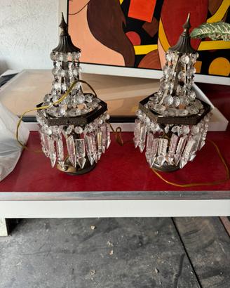 Coppia di lampade vintage con cristalli