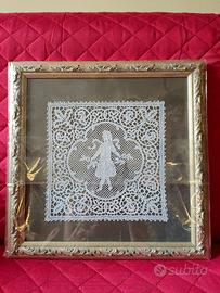 Quadro pizzo di cantu antico incorniciato