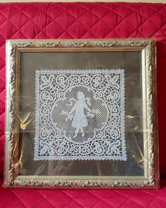 Quadro pizzo di cantu antico incorniciato