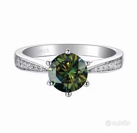 Anello Solitario Diamante Moissanite verde 1 ct