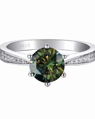 Anello Solitario Diamante Moissanite verde 1 ct