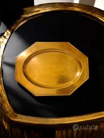 Antico Vassoio Ottagonale In Ottone 31,5x24cm