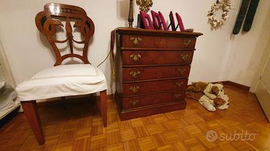 Sedia d'Epoca Biedermeier Stile Impero Intarsiata
