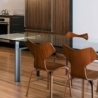 Tavolo di Scarpa modello Doge in acciaio e vetro