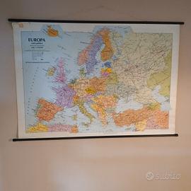 cartina Europa de agostini vintage poster design 