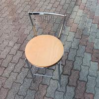 Sgabello da bar in legno e acciaio inox