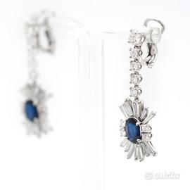 Orecchini Pendenti Oro Bianco con Zaffiri scaldati