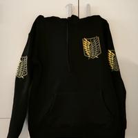 Attack On Titan felpa con cappuccio nero unisex S