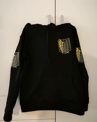 Attack On Titan felpa con cappuccio nero unisex S