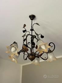 Coppia di abat jour e lampadario