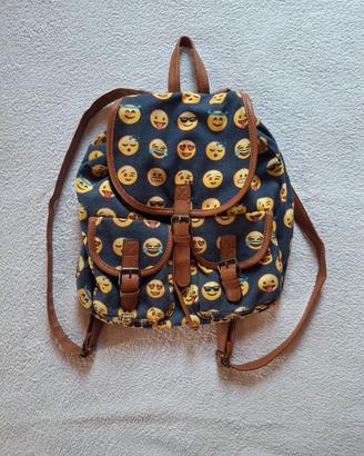Zaino blu con emoji